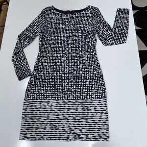 Vince Camuto Navy/White Long Sleeve Sheath Dress - size 6